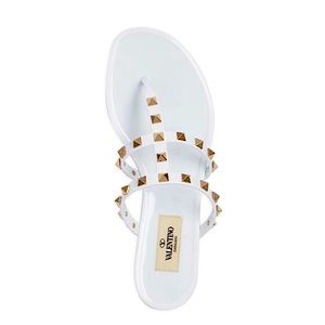 Valentino Garavani Women's White Rockstud PVC Thong Sandals (Size 9)